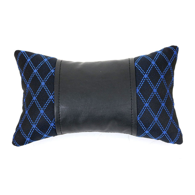 KFZ Auto Kopfstütze Sitzkissen Nackenstütze Textil & Leder Blau Schwarz 8x30 cm