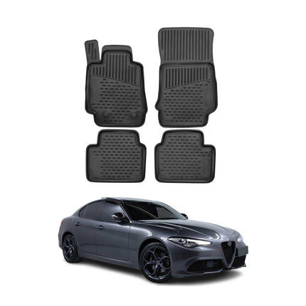 OMAC Gummimatten Fußmatten für Alfa Romeo Giulia 2015-2026 TPE Matten Schwarz 4x