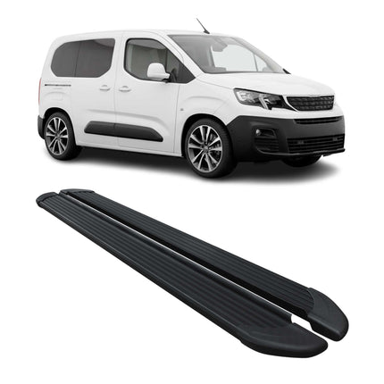 Seitenschweller Trittbretter für Peugeot Partner L1 2018-2026 Kombi Alu Schwarz