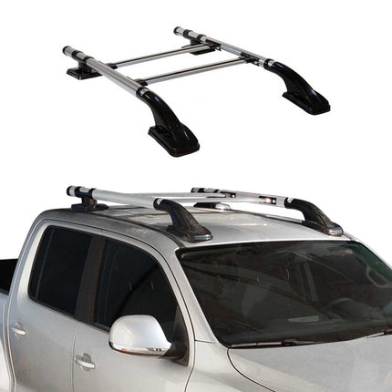 Dachreling & Dachträger Satz für Ford Ranger Double Cab 2 2007-2012 Alu Grau 4x