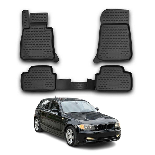 OMAC Gummimatten Fußmatten für BMW 1er E81 2004-2013 TPE Automatten Schwarz 4x
