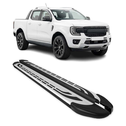 Trittbretter Seitenschweller für Ford Ranger Double Cab 2022-2026 Grau Schwarz