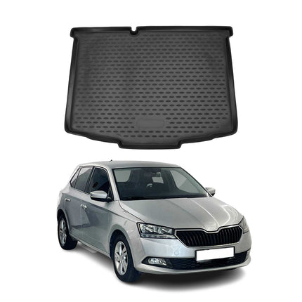 Kofferraummatte Kofferraumwanne für Skoda Fabia 2014-2021 Gummi TPE Schwarz