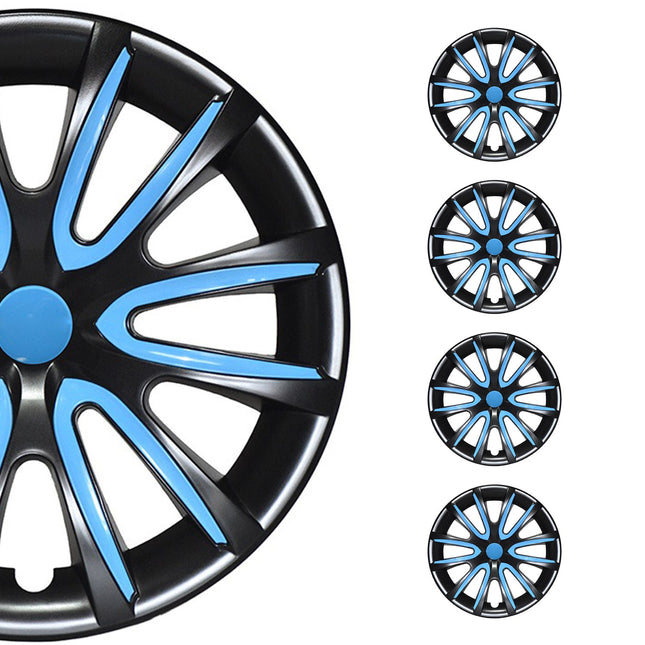 4x Radkappen Radzierblenden Radblenden 15" Zoll Stahlfelgen Schwarz Blau
