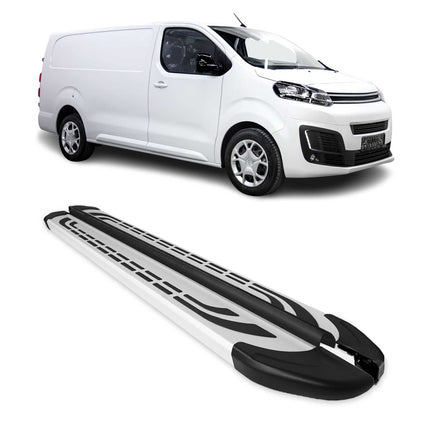 Trittbretter Seitenbretter für Citroen Jumpy 2016-2023 L2 L3 Langer Alu Silber