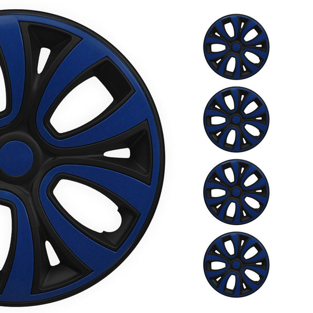 4x Radblenden Radzier Radkappen für 14" Zoll Stahlfelgen Dunkel Blau Schwarz