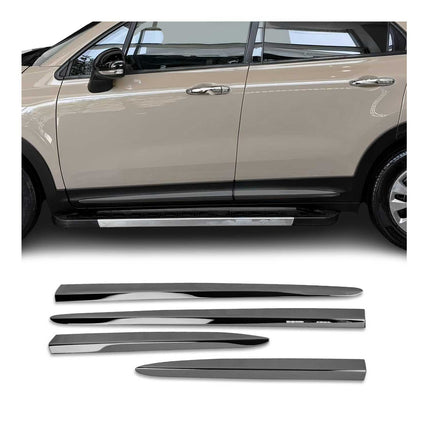 Seitentürleiste Türschutzleiste für Fiat 500X 2015-2026 Chrom Stahl Dunkel 4x