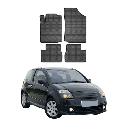 OMAC Gummi Fußmatten für Citroen C2 2003-2012 Automatten Gummi Schwarz 4tlg