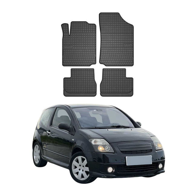 OMAC Gummi Fußmatten für Citroen C2 2003-2012 Automatten Gummi Schwarz 4tlg