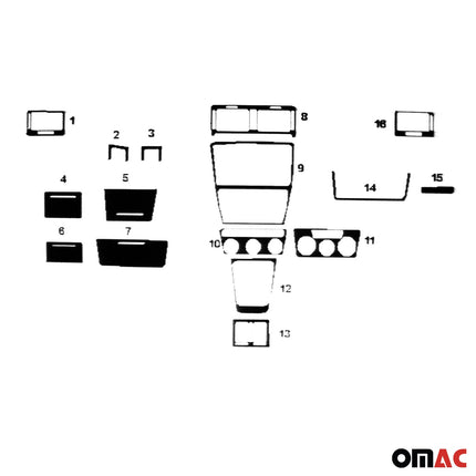 Innenraum Dekor Cockpit für Skoda Octavia 2004-2009 Aluminium Optik 16tlg