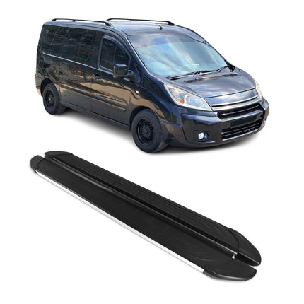 Trittbretter Seitenschweller für Citroen Jumpy 2006-2016 L2 Alu Schwarz Grau