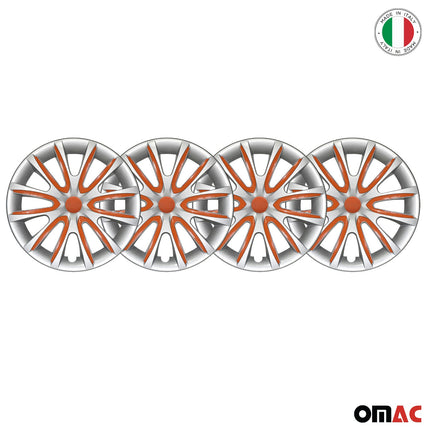 4x Radblenden Radkappen Radzierblenden für 14" Zoll Stahlfelgen Grau Orange