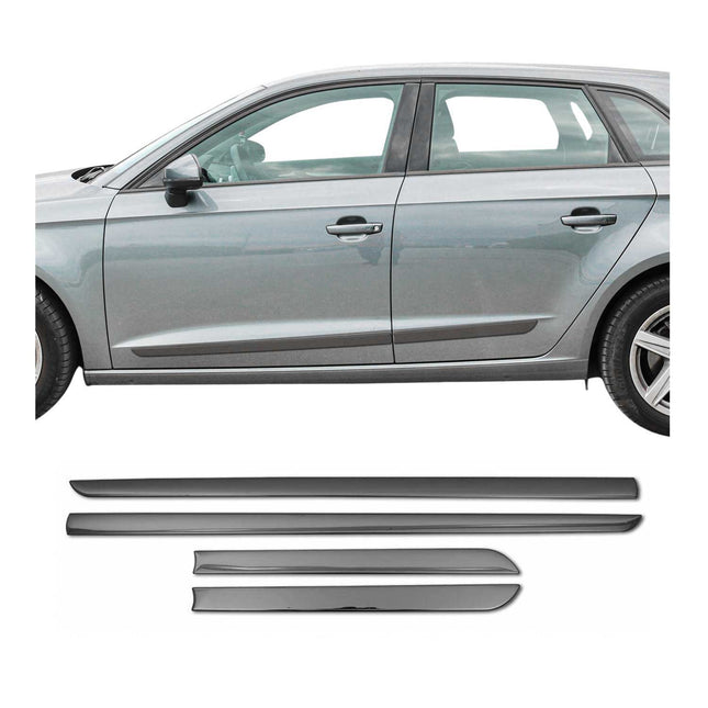 Türschutzleiste Seitentürleiste für Seat Ibiza 2008-2017 Chrom Stahl Dunkel 4x