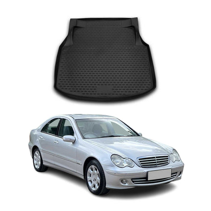 Kofferraummatte Kofferraumwanne für Mercedes C Klasse W203 Limo 2001-2007 Gummi