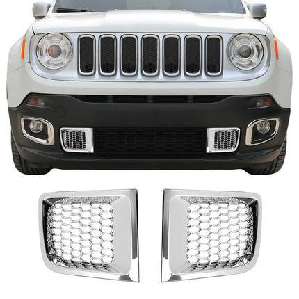 Kühlergrill Leisten Grillleisten für Jeep Renegade 2014-2024 Chrom ABS Silber 2x