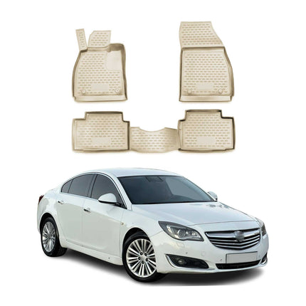 OMAC Gummimatten Fußmatten für Opel Insignia 2008-2017 TPE Automatten Beige 4x