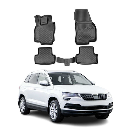 OMAC Gummimatten Fußmatten für Skoda Karoq 2017-2026 TPE Automatten Schwarz 4x