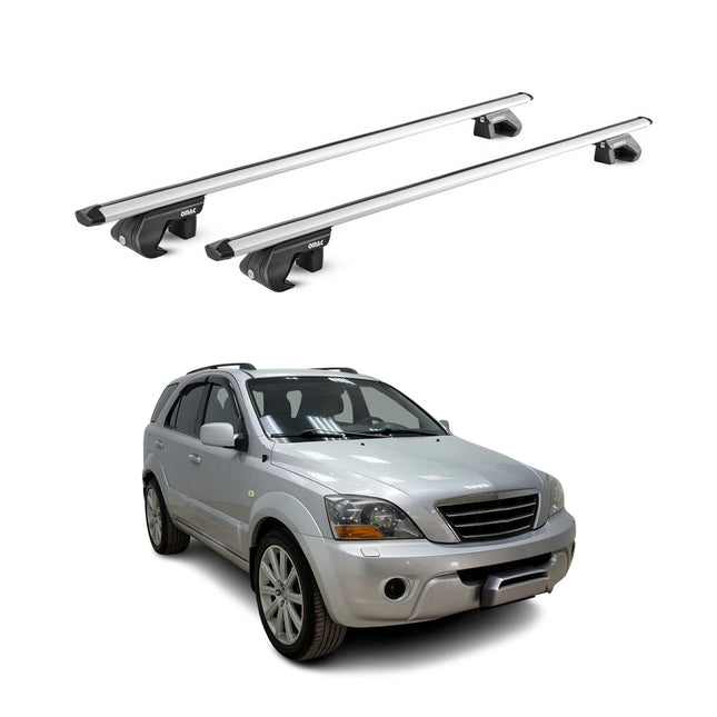 Dachträger Grundtäger für Kia Sorento 2002-2009 90kg Aluminium Silber 2 tlg ABE