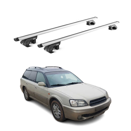 Dachträger Grundtäger für Subaru Outback mk2 1999-2003 90kg Alu Silber 2 tlg ABE
