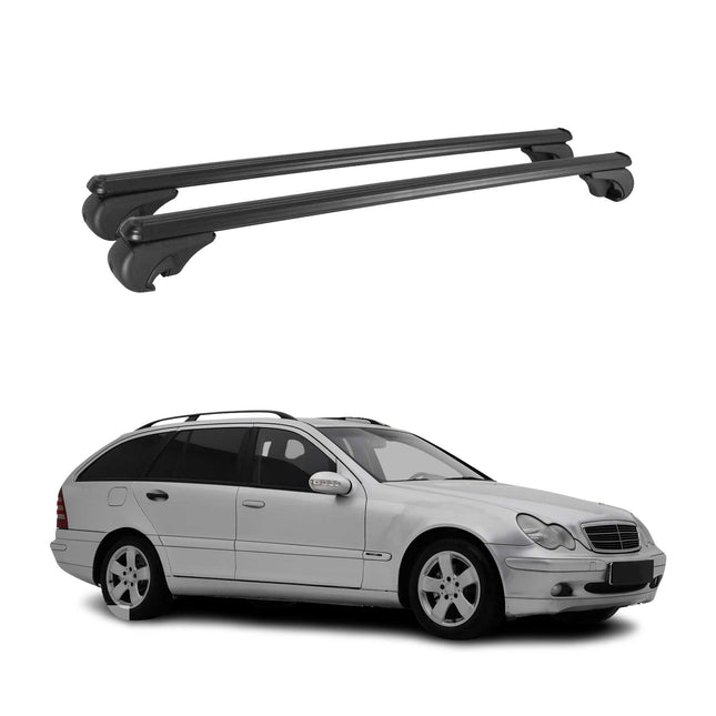 Dachträger für Mercedes C Klasse T-Model S203 2000-2003 Gepäckträger Alu Schwarz
