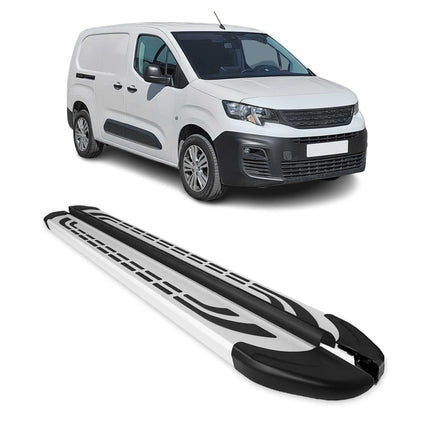 Trittbretter Seitenschweller für Peugeot Partner 2018-2026 Van L2 Silber 2 tlg