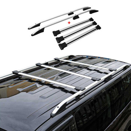 Dachreling + Dachträger für VW Transporter T5 2003-2015 L1 Kurzer Alu Silber 5x