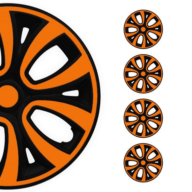4 x Radblenden Radkappen Radzierblenden 16" Zoll Stahlfelgen Schwarz Orange