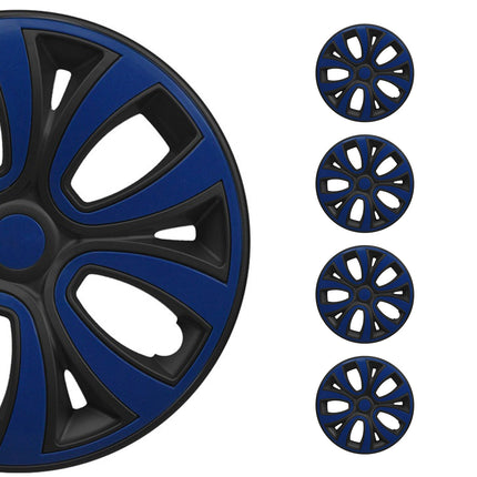 4x Radblenden Radkappen Radzierblenden 16" Zoll Stahlfelgen Schwarz Dunkel Blau