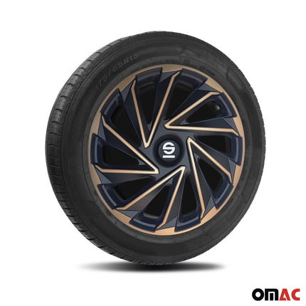 Radkappen Radzierblenden Sparco Varese 15" Zoll Abdeckung Set Gold Schwarz 4x