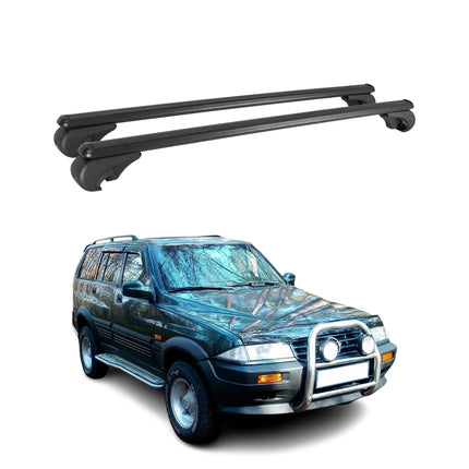 Dachträger für Ssangyong Musso 1993-2004 Gepäckträger Grundträger Alu Schwarz 2x