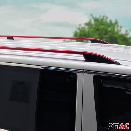 Dachreling Dachgepäckträger für VW Caddy Maxi 2003-2020 Aluminium Rot Schwarz 2x