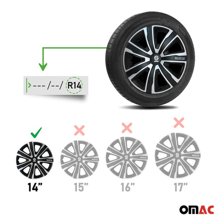 Radkappen Radzierblenden Sparco Palermo 14" Zoll Auto Abdeckung Set Schwarz 4x