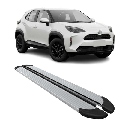 Trittbretter Seitenschweller für Toyota Yaris Cross 2021-2026 Alu Silber 2 tlg