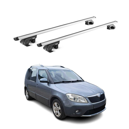 Dachträger Grundtäger für Skoda Roomster 2006-2015 90kg Alu Silber 2 tlg ABE