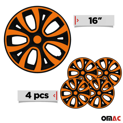 4 x Radblenden Radkappen Radzierblenden 16" Zoll Stahlfelgen Schwarz Orange