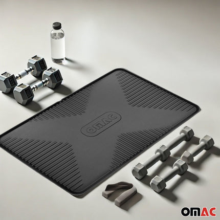 OMAC Fahrradmatte Antirutsch Bodenschutzmatte Mehrzweckmatte 115x75cm Gummi