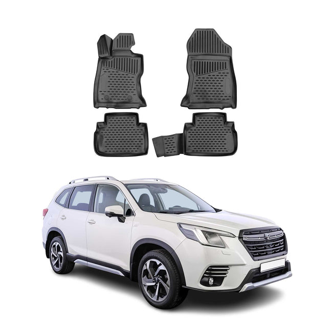 OMAC Gummimatten Fußmatten für Subaru Forester V 2018-2025 TPE Matten Schwarz 4x
