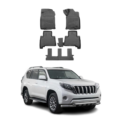 OMAC Gummimatten Fußmatte für Toyota Land Cruiser Prado 2009-2023 TPE Schwarz 5x