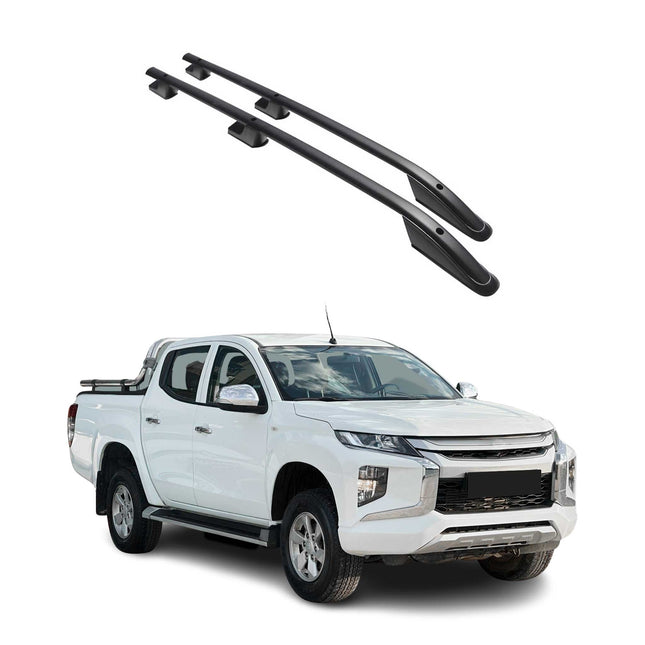 Aluminium Dachreling Querträger für Mitsubishi L200 2019-2026 Schwarz 2x