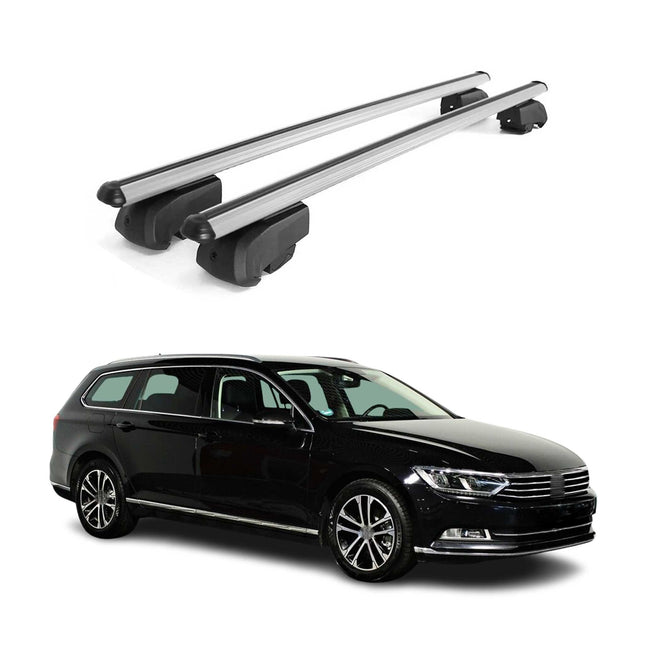 Dachträger Gepäckträger für VW Passat B8 Variant 2015-2019 ABE Alu Grau 2tlg