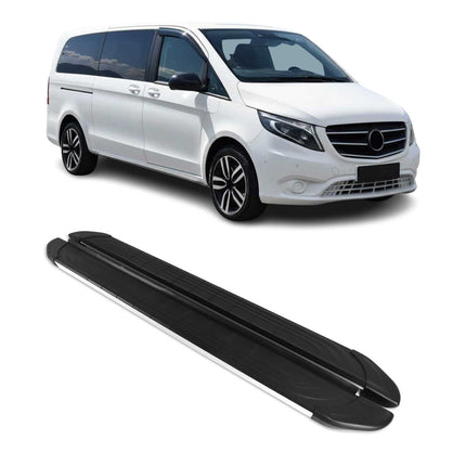 Trittbretter Seitenschweller für Mercedes Klasse 2014-2026 Langer L3 Schwarz Alu