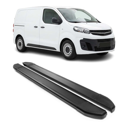 Alu Seitenschweller Trittbretter für Opel Vivaro C 2019-2026 Kurzer Schwarz 2tlg