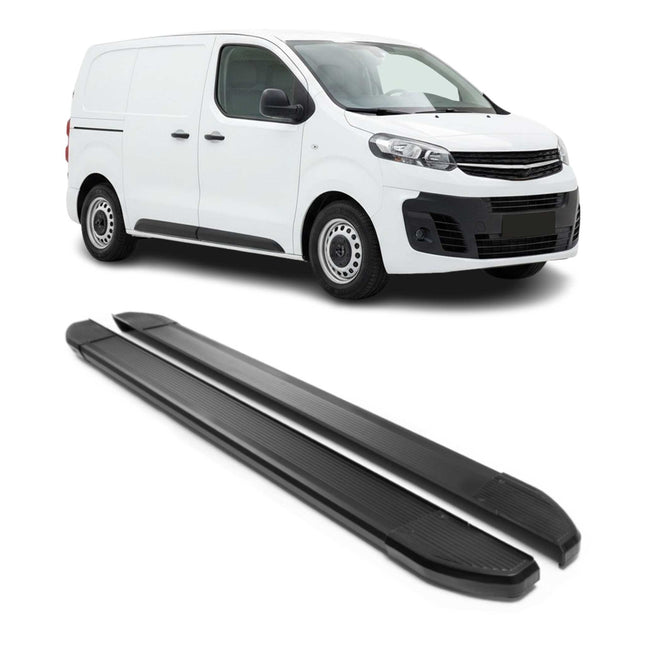 Alu Seitenschweller Trittbretter für Opel Vivaro C 2019-2026 Kurzer Schwarz 2tlg