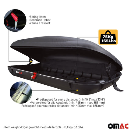 Dachbox Dachkoffer Gepäckbox 400 Liter Carbonlook Abschließbar Autobox