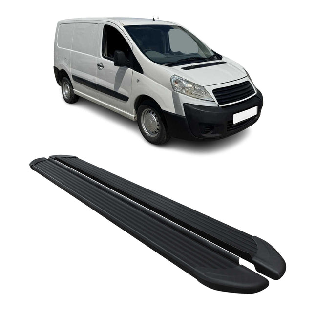 Seitenschweller Trittbretter Schweller für Fiat Scudo 2007-2016 L1 Alu Schwarz