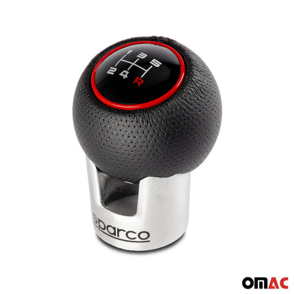 SPARCO Schaltknauf Schalthebel Schaltknopf Aluminium Kunstleder Schwarz Rot