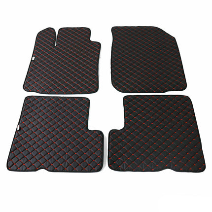 Fußmatten Leder Automatten für Dacia Duster 2010-2018 Kunstleder Schwarz Rot 4x