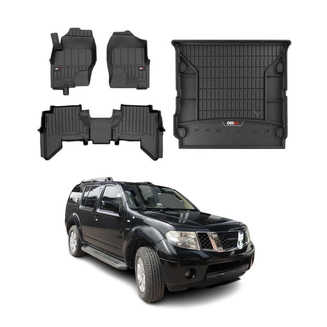 OMAC Fußmatten & Kofferraumwanne für Nissan Pathfinder 2005-2014 3.Reihe Gummi