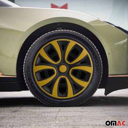 4x Radkappen Radzierblenden Radblenden 15" Zoll Stahlfelgen Gelb Matt Schwarz