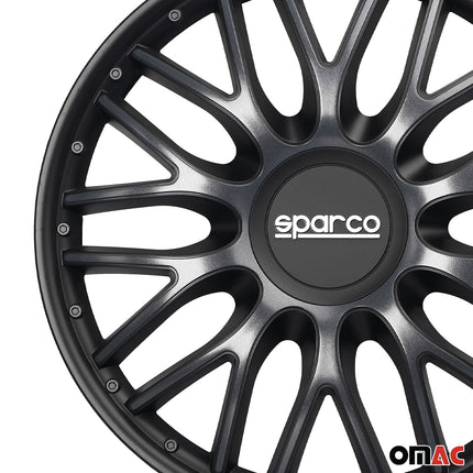 Radkappen Radzierblenden Sparco Roma 16" Zoll Auto Abdeckung Set Grau Schwarz 4x